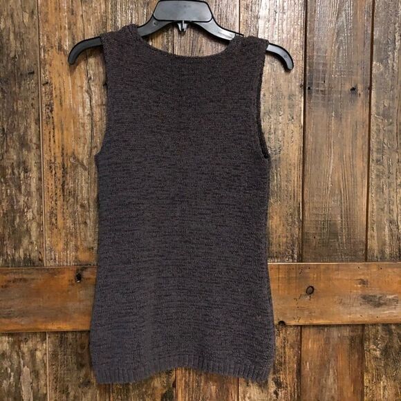 Marina Luna S Gray Cotton Knit Sequin Embellished Beading Sleeveless Casual Top - Picture 3 of 7